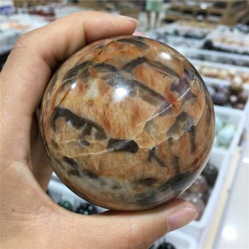 Natural Yellow Ball Polished Moonstone Sphere Crystals Stone Healing Decoration
