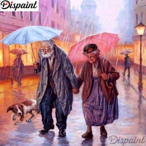 Dispaint Full Square/Round Drill 5D DIY Diamond Painting "Umbrella old man" Embroidery Cross Stitch 3D Home Decor A11539