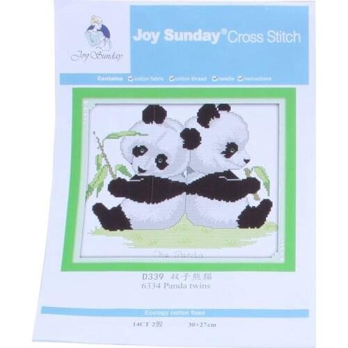 New Releases Cross Stitch Kits Patterns Embroidery Kit - Panda Twins 14CT 30*27cm