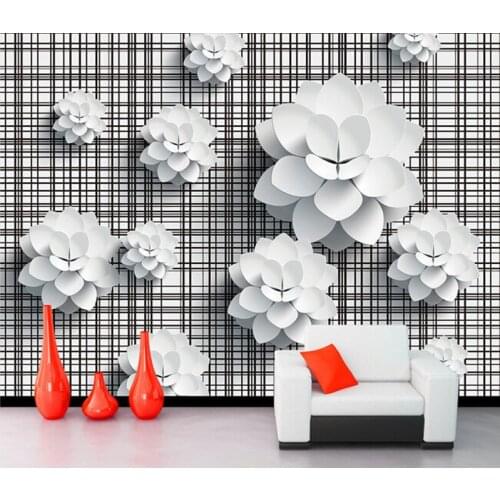 Custom 3D murals,Vector solid white flower 3D living room TV background wall bedroom wallpaepr papel de parede