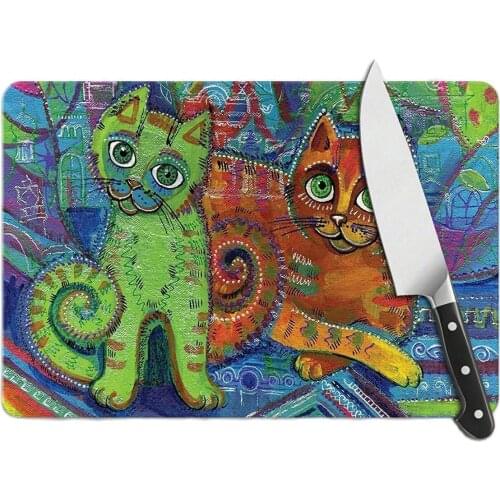 Glass Cutting Board Cat Themed Glass Cutting Table Special Design Kitchen Antibacterial Elegant Glass Cut and Presentation Bloku 20x30 cm
