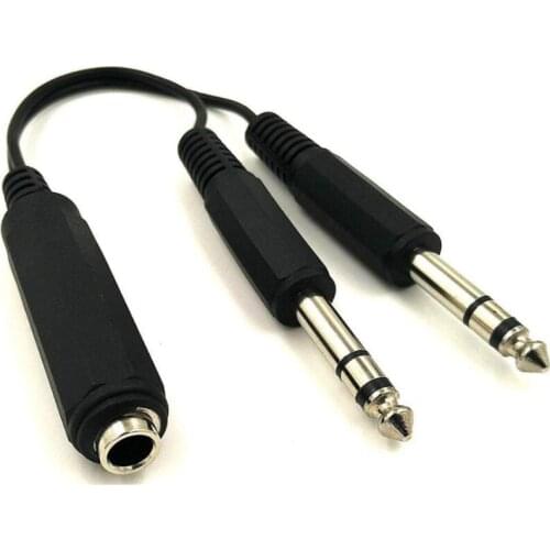 6.35mm Splitter - 6 inch Dual 1/4" TRS 6.35mm Stereo Jack Male to 1/4" 6.35mm Jack Female Audio Adapter Splitter Cable