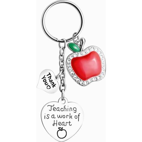 Thank You Love Heart Keychain Gifts for Teacher Mom Dad Thanksgiving Day Graduation Appreciation Apple Jewelry Pedant Keyring