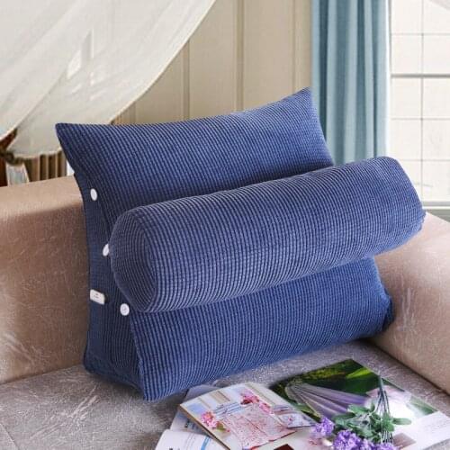 Reading Backrest Cushion Wedge Pillow Back Cushion Lumbar Pad Bed Office Chair Rest Pillow Back Support Pillow with Side Pocket