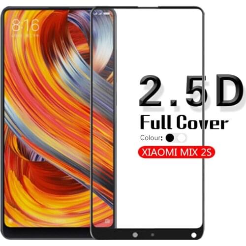 2.5D Edge Anti-Scratch Full Coverage Tempered Glass For Xiaomi MIX 2S Clear Glass Film Screen Protector White&Black+Cleaning Kit