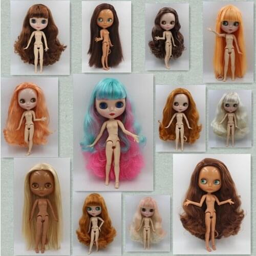 1/6 cute nude BJD Big head blyth doll Four color eyeballs joints body with wig Optional body skin DIY model toy gift A0002-29