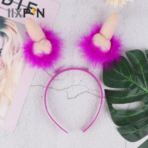 1Pc Pink Fun Bride Penis Shaped Crown Tiara Headband Hair Hairband Bezel for Girls Night Out Bachelorette Hen Party Decor Gift