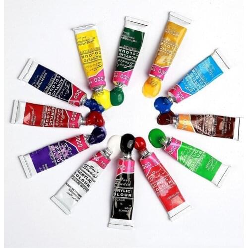12 Colors/set of DIY Art Painting Paint Professional Acrylic Paint Watercolor Set Ceramic Stone Paint Brush Acrylic Paint