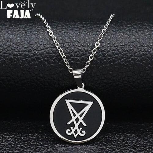 2021 Sigil Church of Satan Stainless Steel Necklace Men Seal of Lucifer LaVey Hidden Devil Necklace Jewelry collares N1888S03