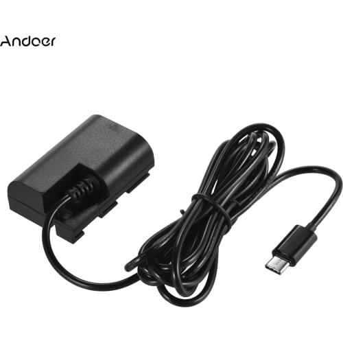 Andoer DR-E18 DC Coupler Dummy Battery Type-C USB-C Plug for LP-E6 Battery for Canon EOS 70D 7D 60D 6D 5D Mark II III 5DS 5DS-R