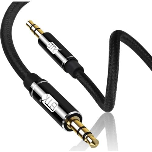 EMK Aux Cable 3.5mm Jack Gold Plated Male to Male 3.5 mm Audio Cable Round Aux Cord for iphone/Car/Headphone/speaker/MP3/MP4
