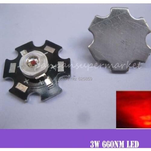 Freeshipping! 20PCS 3W Deep Red High Power 660NM Plant Grow LED Emitter Light 700mA with 20mm Star