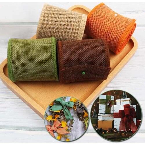 6cm Wide Gift Packaging Ribbon Bouquet Decorative Ribbon DIY Manual Flax Roll Imitation Flax Ribbon Gift Box Packaging