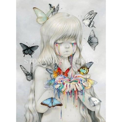 Diy Diamond Painting Abstract Art Mosaic Diamond Art Embroidery Cross Stitch Butterfly Girl Picture Handicraft Gift Home Decor