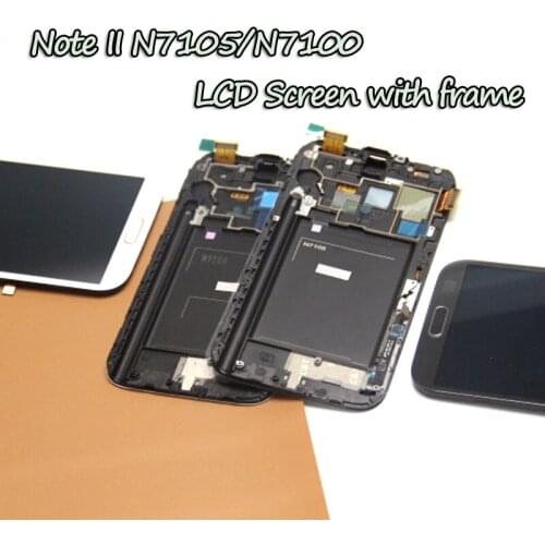 For Samsung Galaxy Note2 LCD For Samsung Galaxy Note 2 N7100 N7105 LCD Display+Touch Screen Digitizer Assembly with frame