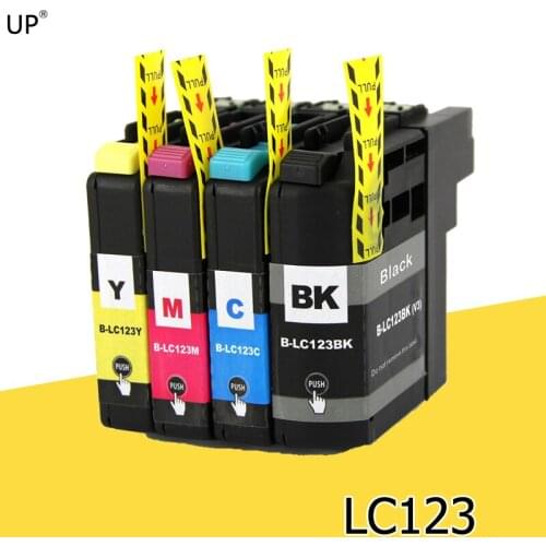 UP 4PCS/set LC123 Ink Cartridges Compatible For Brother DCP-J132W J152W J552W J172W J752W with auto reset chip Printer