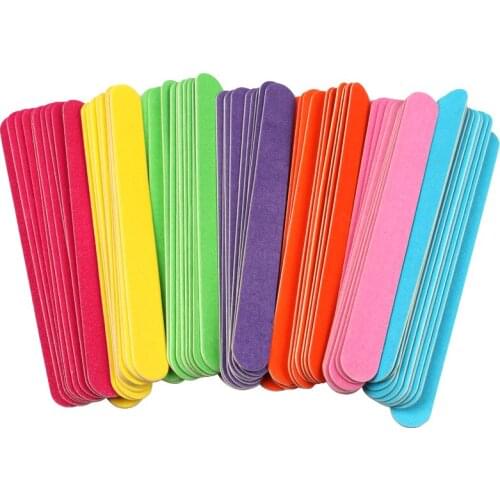 100pcs Double Sided Nail File Colorful Wooden Nail Buffer 180/240 nagelvijl Block Thick Stick Emery Board Files For Manicure