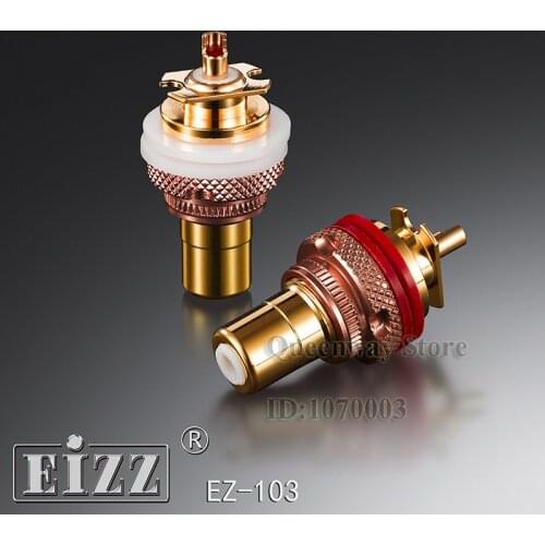 EIZZ Z-103 RCA Socket EZ-103 Brass + Phosphor Bronze Vacuum Tube Power Amplifier Amplifier Audio RCA True Gold Plated Pair