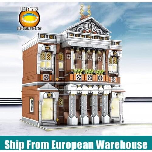 MOULD KING 16032 Street Building Toys The MOC Concert Hall With Led Parts Model Building Blocks Bricks Kids Christmas Gifts