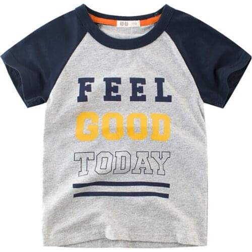 Boys T-Shirts Cute Fun Cartoon Letter Girls Blouse Summer Tops Kids Clothes Children Cotton Tshirt Toddler Short Sleeve T Shirts
