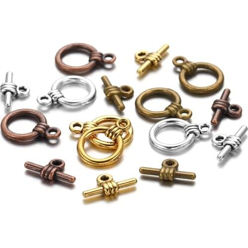 20Sets/lot KC Smooth Round OT Clasp Antique Silver Jewelry Handmade Making Bracelet Necklace DIY Jewelry Making Finding Supplies