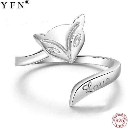 Hot Sale 925 Sterling Silver Rings Women Lovely Fox Resizable LOVE Ring Fashion Jewelry & Accessories Wedding Rings Gift GNJ0282