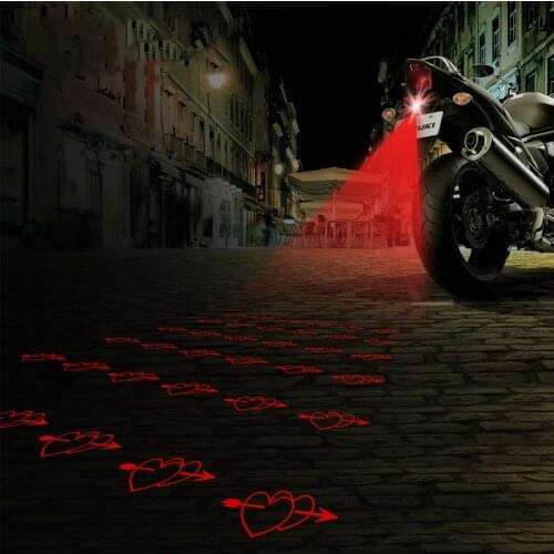SUNKIA Lovely-Heart Pattern Anti Collision Rear-end Motorcycle Laser Tail Fog Light Brake Parking Lamp For Motorbike