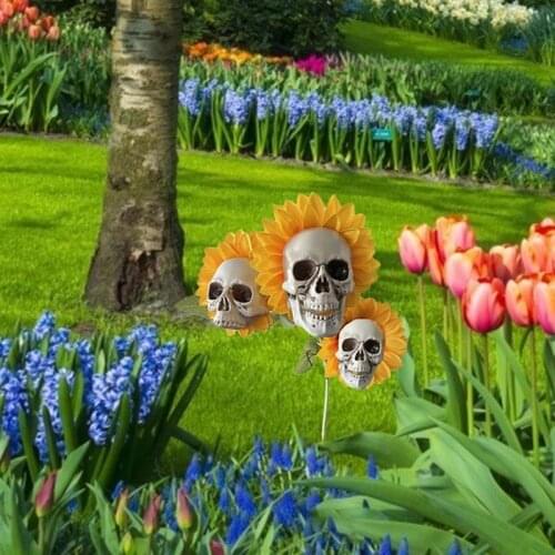 Halloween Sunflower Skeleton Ornaments DIY Sunflower Ornaments For Halloween Decoration Garden Decoration Outdoor Jardineria