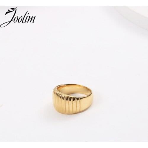 Joolim High End 18K Gold PVD Fashion Exaggerated Croissant Rings for Women Stainless Steel Jewelry Wholesale