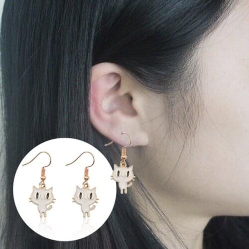 Kawaii Black White Cat Drop Earring For Women Girls Cute Cartoon Animal Hanging Dangle Earrings Female Lovely Jewelry Gifts 2019
