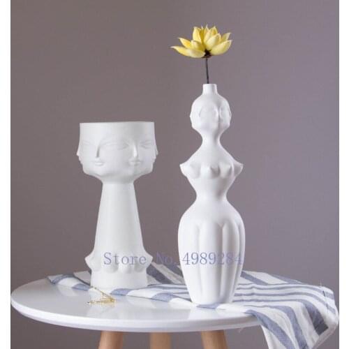 Creativity Ceramic Vase Abstract Human Head Human Body Nude Handicraft Decoration Flower Arrangement Modern Home Decoration