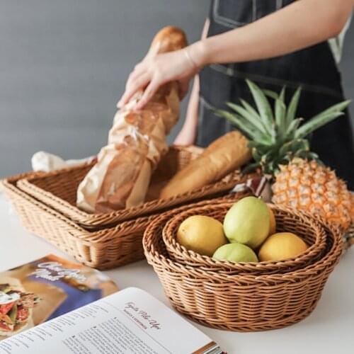 Hand-woven Finishing Storage Basket Storage Box Storage Box Fruit Bread Basket Rattan Straw Frame Flower Baske