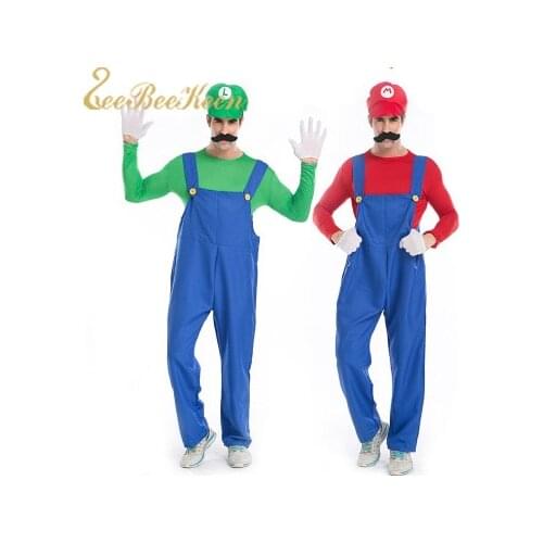 Cosplay Adults Super Mario Brothers Cosplay Dance Costume Set Women Halloween Party suit mario and luigi Costume for Gifts