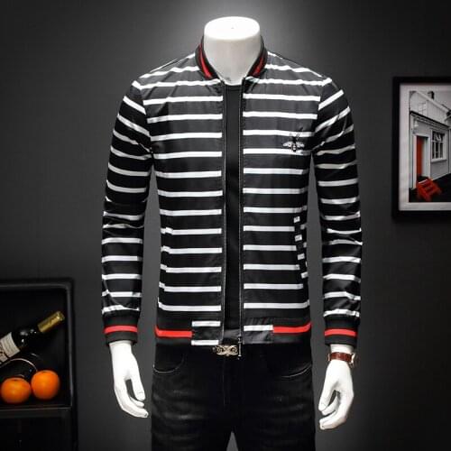 Bomber Great Designer Men Jacket 2020 Famouse Brand Striped Style Mens Baseball Outerwear Coats Black Red M-4XL 5XL 2110