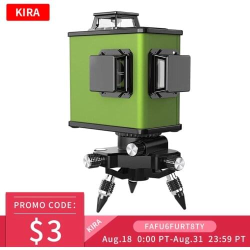 KIRA DC Series 12 Lines 3D Green Laser Level Horizontal And Vertical Cross With Auto Self-Leveling, Indoors and Outdoors