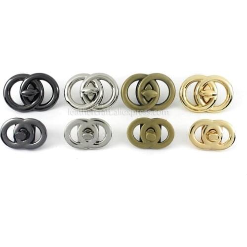 Metal Double circle Twist Turn Lock Clasp Buckle for Leather Craft Women Bag Handbag Purse DIY Hardware Accessories