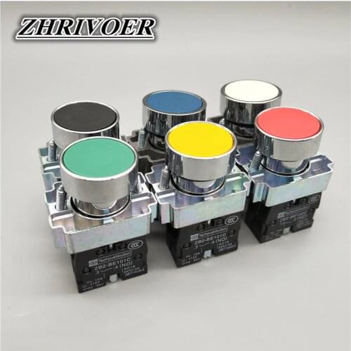 Momentary Push Button Switch 22mm 10A 240V~3A Circular Small Size Flat Round Panel NC/NO XB2-BA31 XB2-BA42