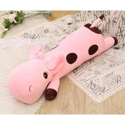 Middle lovely plush lying giraffe toy new pink giraffe doll gift about 90cm 2699