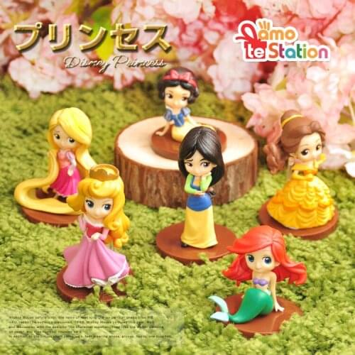 6pieces Cute Cartoon Princess Series Mini PVC Action Figures Collectible Model Toys Lovely Snow White DIY Gift for Girls Kids