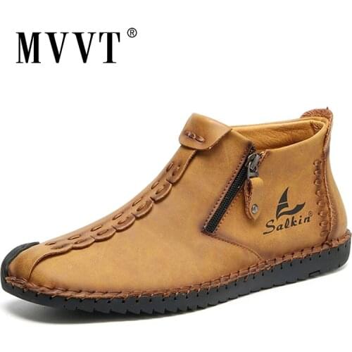 Hand-stitching Leather Shoes Men Sneakers Casual Slip On Loafers Men Zip Soft Leather Men Shoes Hot Sale Zapatillas Hombre 2021