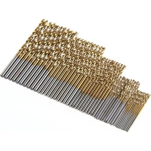 50Pcs Titanium Coated HSS High Speed Steel Drill Bit Set Tool 1/1.5/2/2.5/3