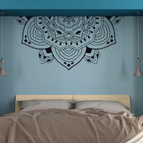 Meditation Half Mandala Wall Art Mural Half Mandala Headboard Vinyl Decals Half Mandala Flower Wall Sticker Bedroom Decor AZ309
