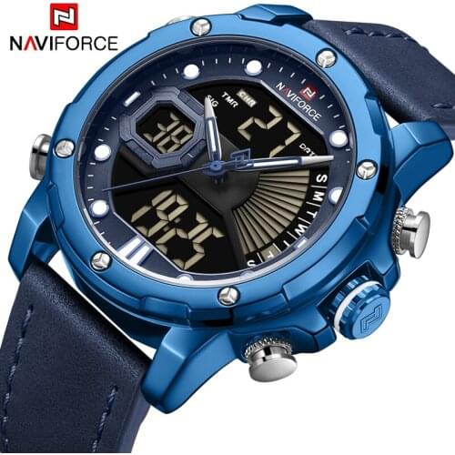 NAVIFORCE Luxury Brand Watches Men Quartz Watches Mens Fashion Auto Date LED Dual Display Wristwach Drop Shipping Reloj Hombre