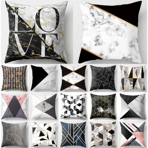 Gold Geometric Marble Sofa Decorative Cushion Cover Pillow Pillowcase Polyester 45*45 Throw Pillow Home Decor Pillowcover 40507