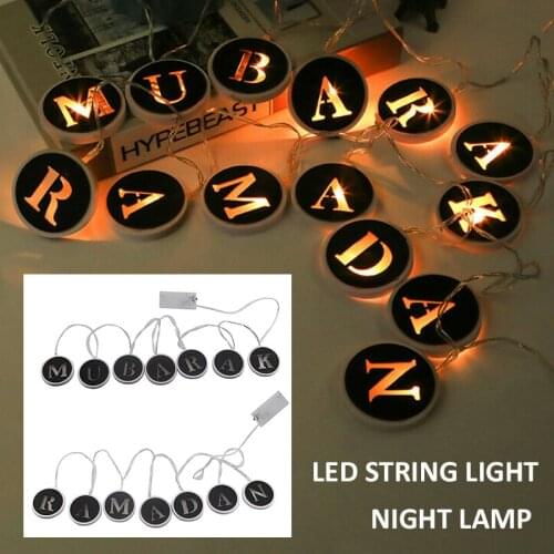 New 2pcs Ramadan Mubarak Decor DIY LED Garland String Light Night Lamp Hanging Islamic Party Night Decoration