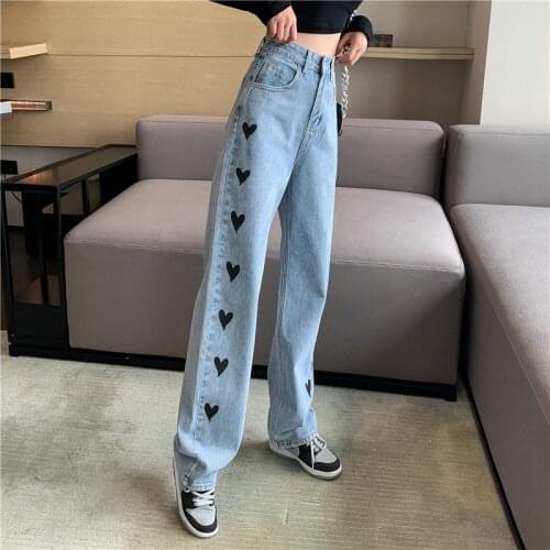 Spring and summer new jeans womens straight loose and thin, all-match light-colored wide-leg mopping pants