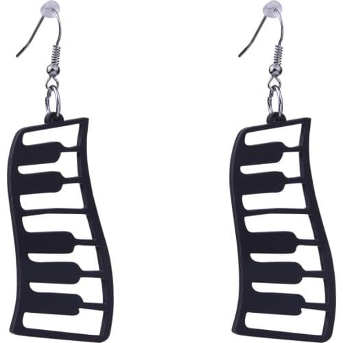 New Black Piano Earrings Musical Notes Accessories Earrings for Women Fashion Long Big Earrings Gif pendientes mujer