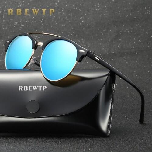RBEWTP Brand Round Polarized Mens Sunglasses Brand Designer Unisex Retro Vintage Driving Mirror Sun Glasses for Women shades 346
