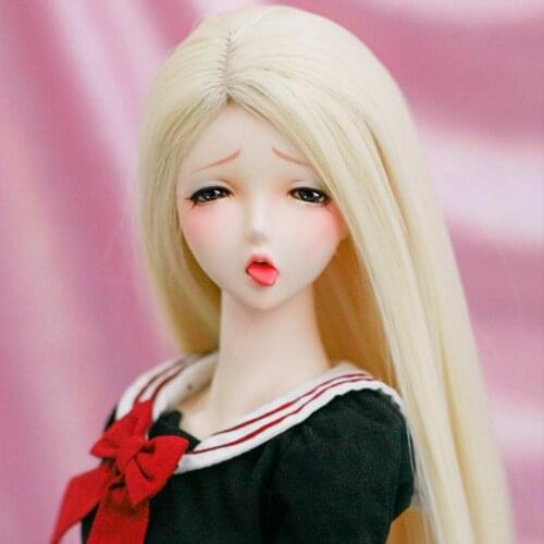 2021 New Style 1/3 1/4 1/6 1/8 Light Blonde Straight Style Hair High Temperature Wire BJD Wig