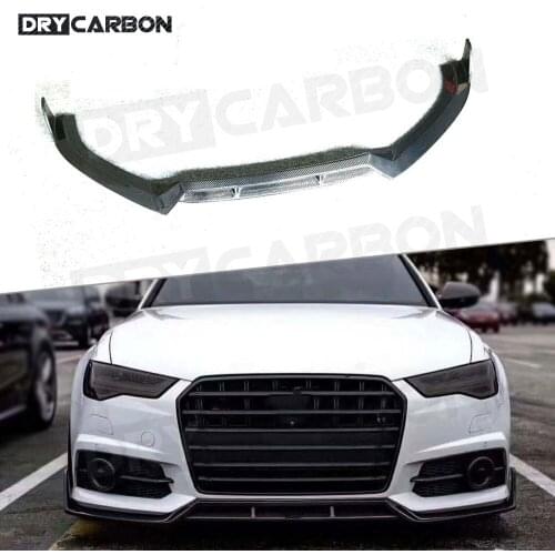For Audi A6 S6 C7.5 Sline 2016-2018 Carbon Fiber Front Lip Spoiler K Style Head Bumper Chin Shovel Not for A6 Standard